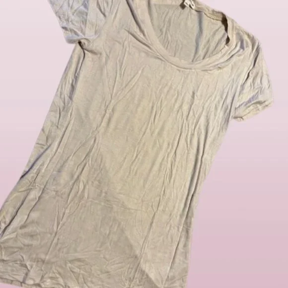 Beige Scoop Neck T Shirt  T1464M  NWT Boutique - Picture 4 of 6